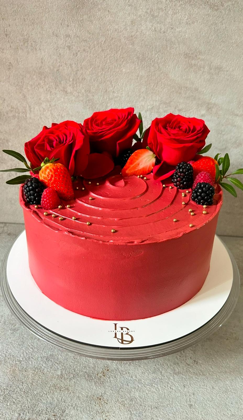 Tarta de flores de un piso con rosas de buttercream — tartas con flores en Barcelona
