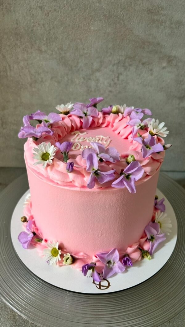 tarta rosa flores lila 2 Tarta personalizada con Flores