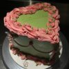 Tarta Corazón Vintage Verde & Rosa con Decoración Floral