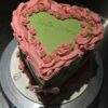 Tarta Corazón Vintage Verde & Rosa con Decoración Floral