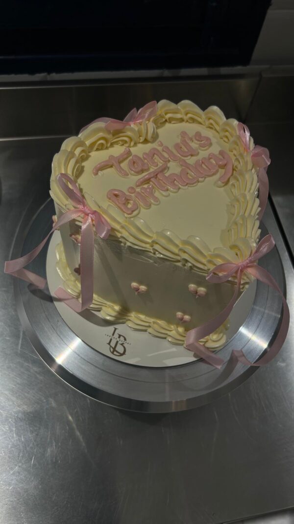Ivory Bow Heart Cake