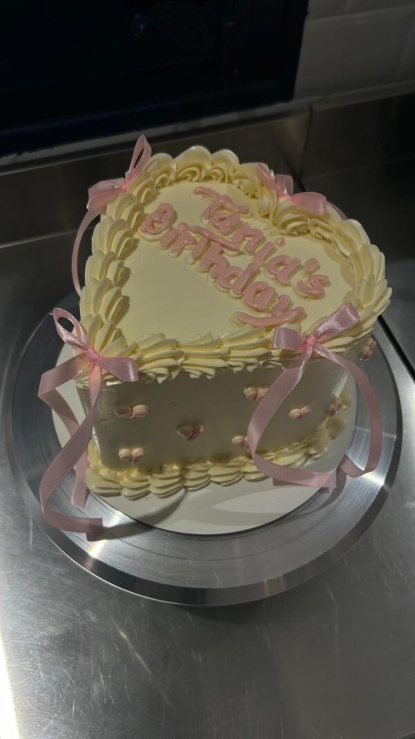 Ivory Bow Heart Cake