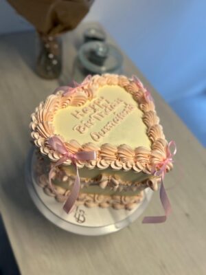 Blush Ribbon Heart Cake