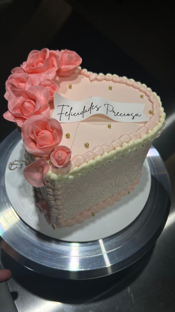 Rose Whisper Heart Cake