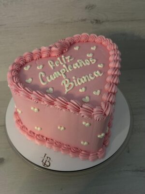 Tarta Corazón Rosa Vintage