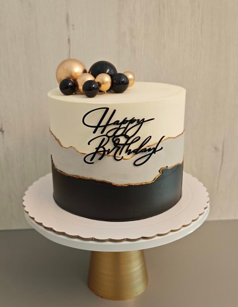 Tarta Elegance Black & Gold Happy Birthday