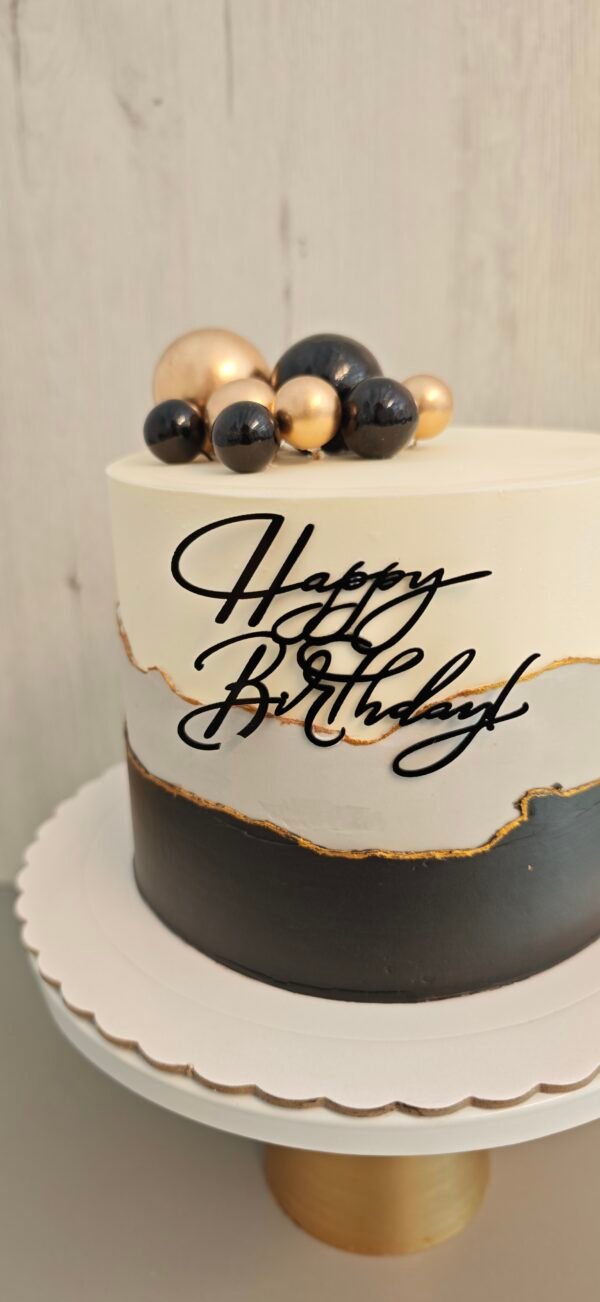 Tarta Elegance Black & Gold Happy Birthday