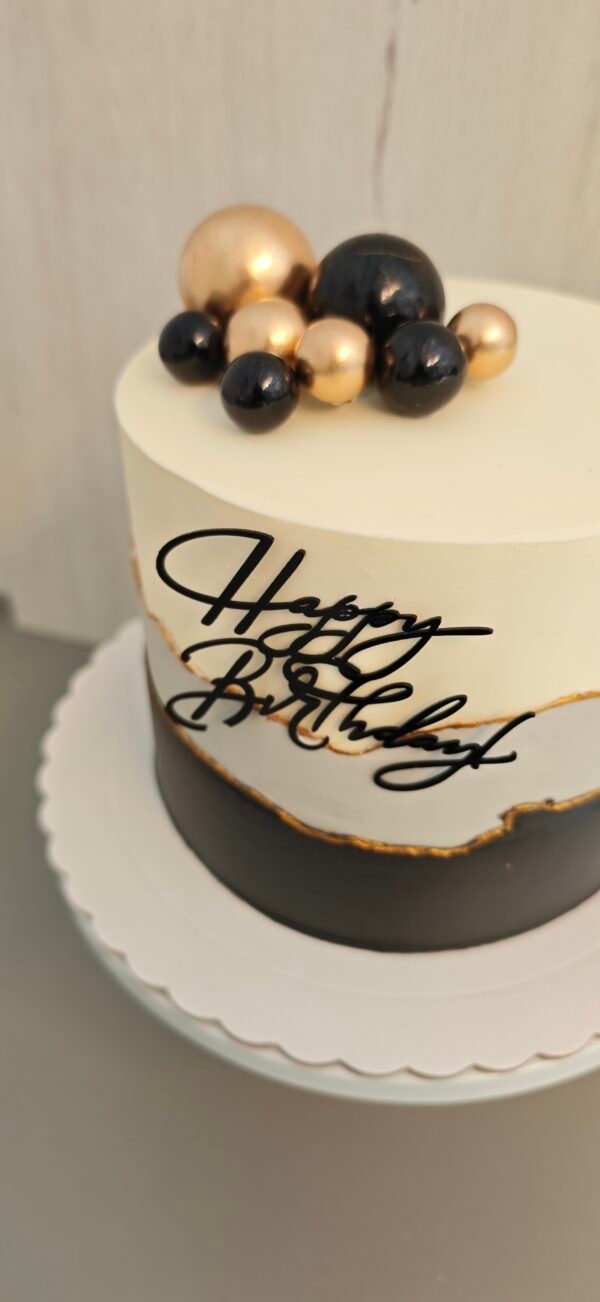 Tarta Elegance Black & Gold Happy Birthday