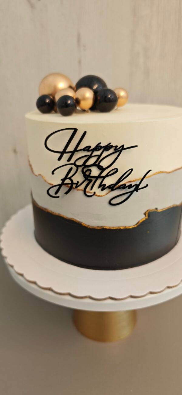 Tarta Elegance Black & Gold Happy Birthday